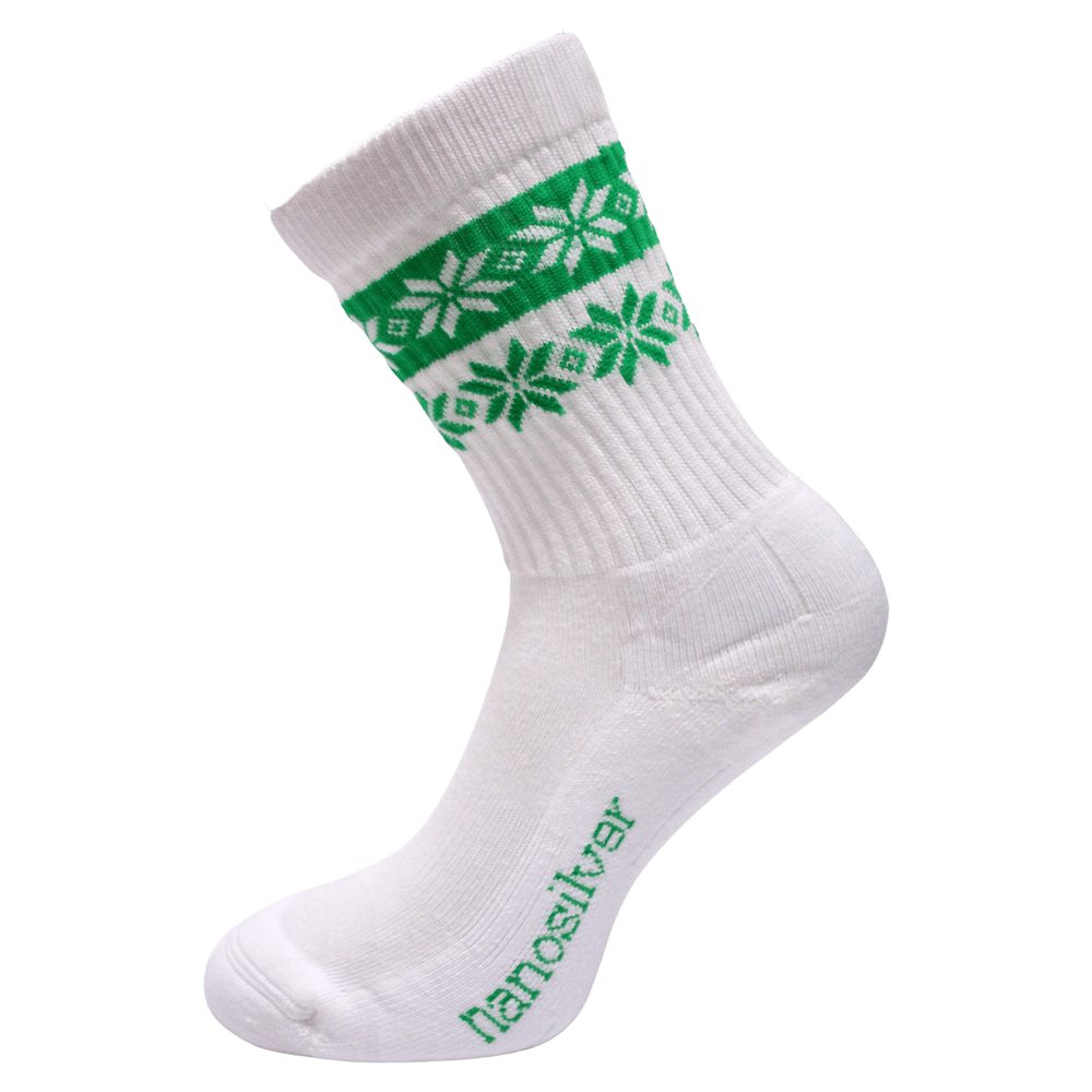 nanosilver Termo ponožky se stříbrem SNOW - S 35/38 - bílo/zelená