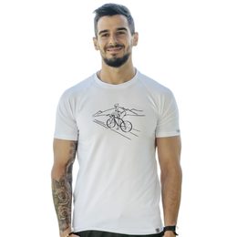 Pánské triko nanosilver potisk BIKER bílá