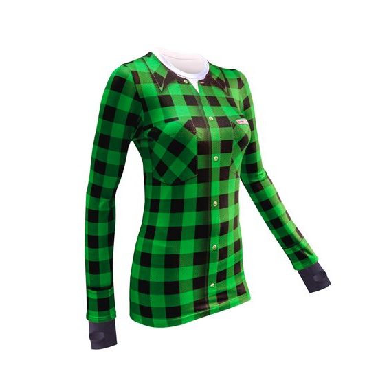 Dámské termo triko s motivem flanelová košile zelené