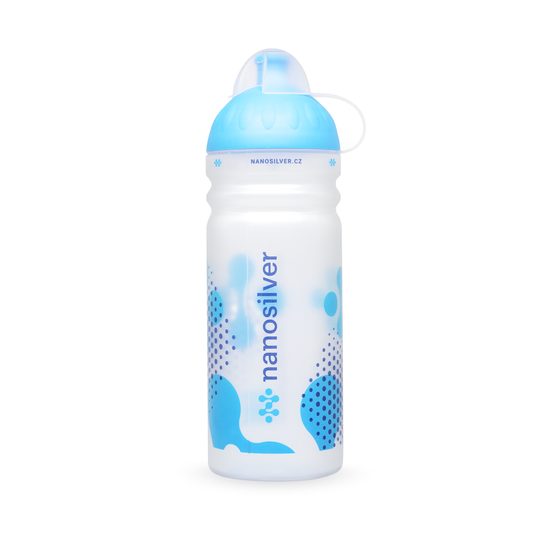 Antibakteriální sportovní láhev BUBBLE, 0,7l s krytkou čirá/modrá