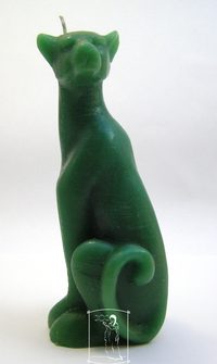 Kočka zelená - figurální svíce