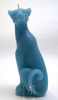 Kočka tyrkysová - figurální svíce