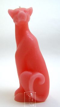 Kočka růžová - figurální svíce