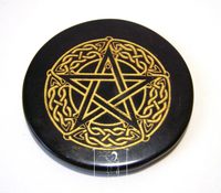 Černý achát - podložka Pentagram