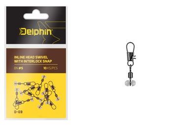 Delphin Karabinka s obratlíkem Inline Head Swivel with Interlock 10ks