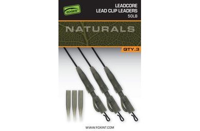 Fox Montáž Edges Naturals Leadcore Power Grip Lead Clip Leaders 3ks