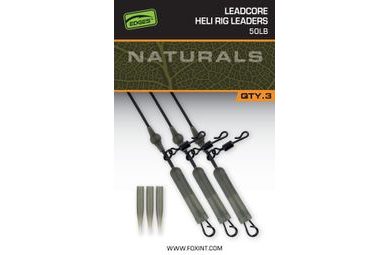 Fox Montáž Edges Naturals Leadcore Heli Rig Leaders 3ks