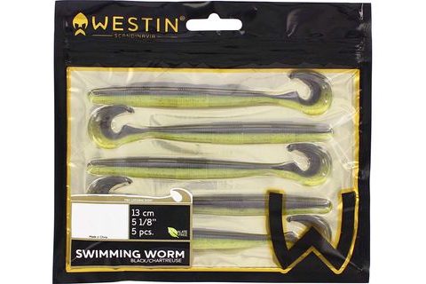 Westin Umělá plovoucí nástraha červ Swimming Worm Black/Chartreuse