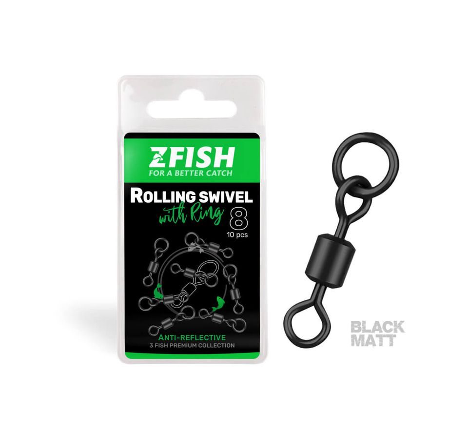 Zfish Obratlík Rolling Swivel with Ring Black Matt vel.8/26kg