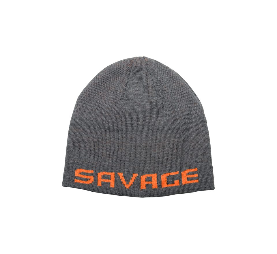 Savage Gear Zimní čepice Logo Beanie Rock Grey/Orange