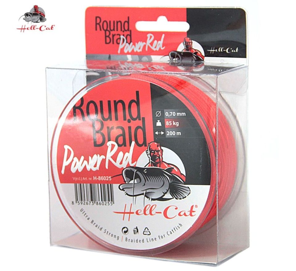 Hell-Cat Splétaná šňůra Round Braid Power Red 200m