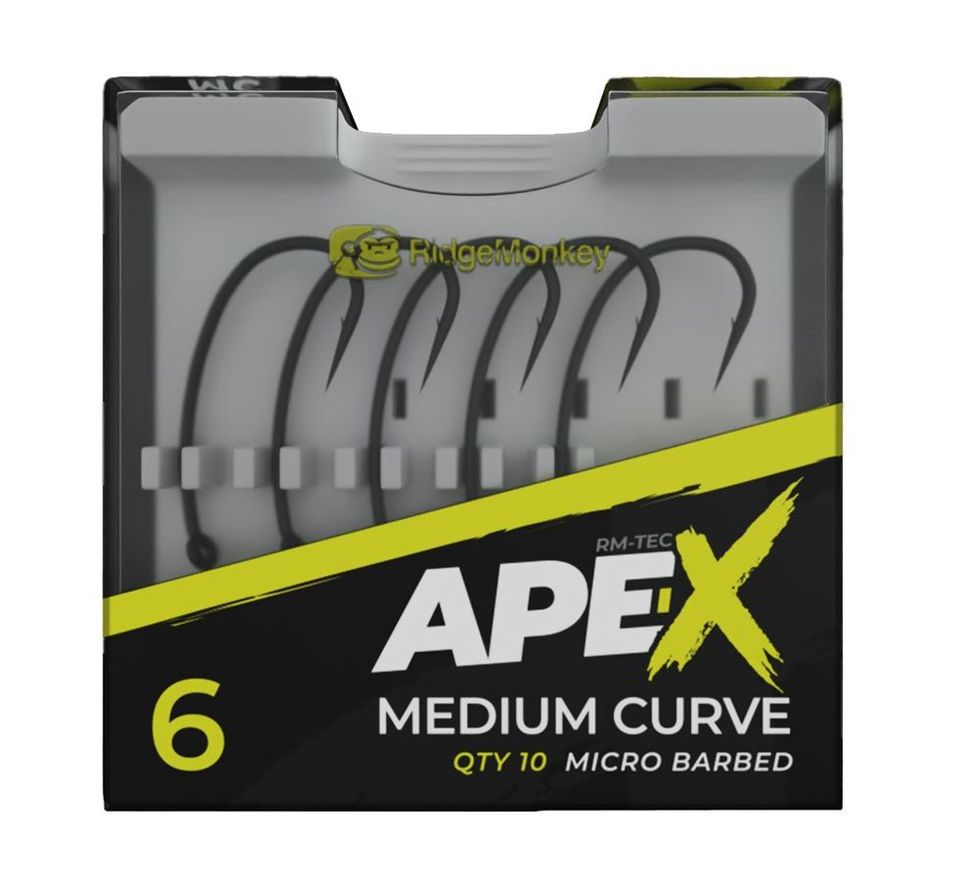 RidgeMonkey Háčky Ape-X Medium Curve Barbed 10ks