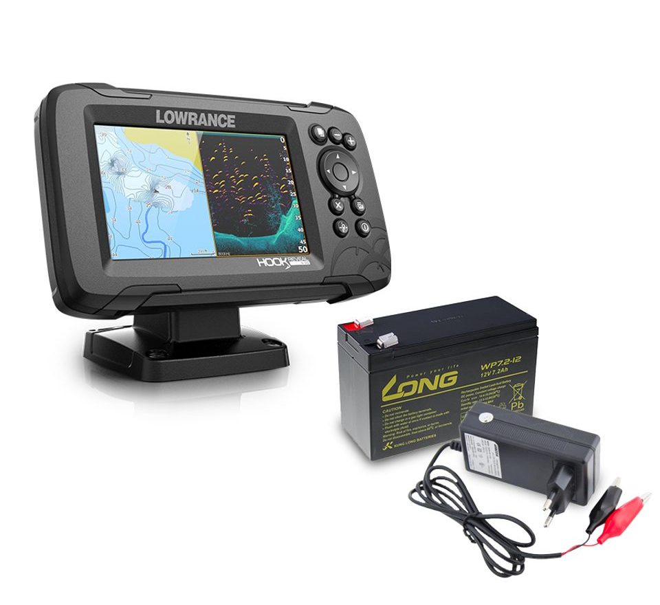 Lowrance Echolot Hook Reveal 5 se Sondou HDI 83/200khz + baterie + nabíječka ZDARMA