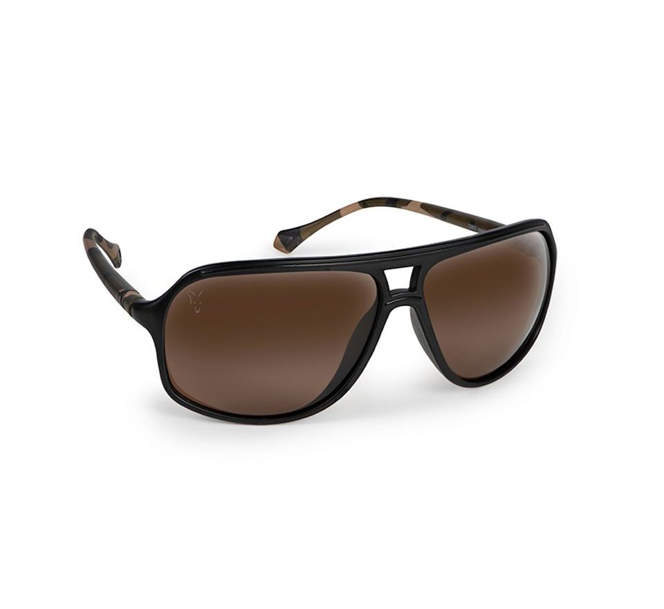 Fox Polarizační Brýle Aviator Black & Camo hnědé čočky