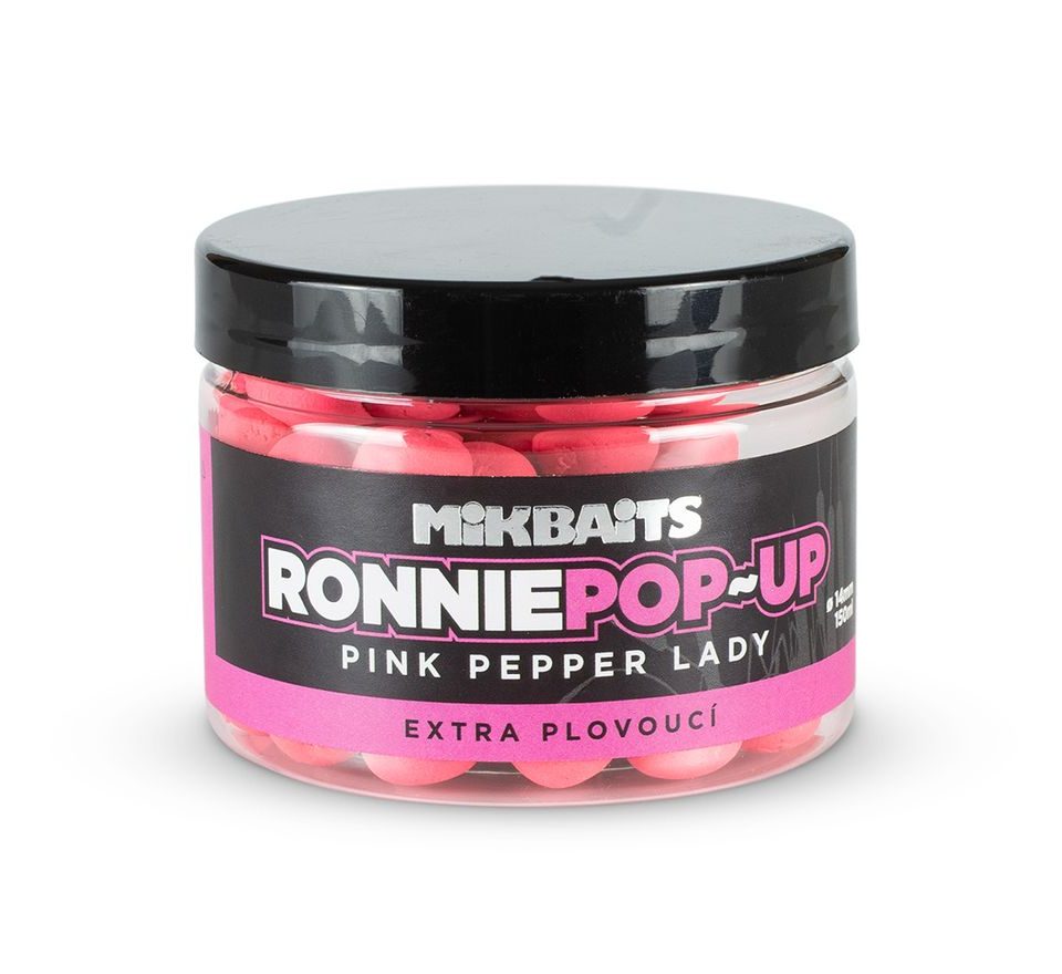Mikbaits Plovoucí boilie Ronnie pop-up Pink Pepper Lady 150ml