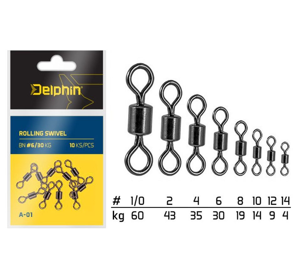 Delphin Obratlík Rolling Swivel A-01 10ks