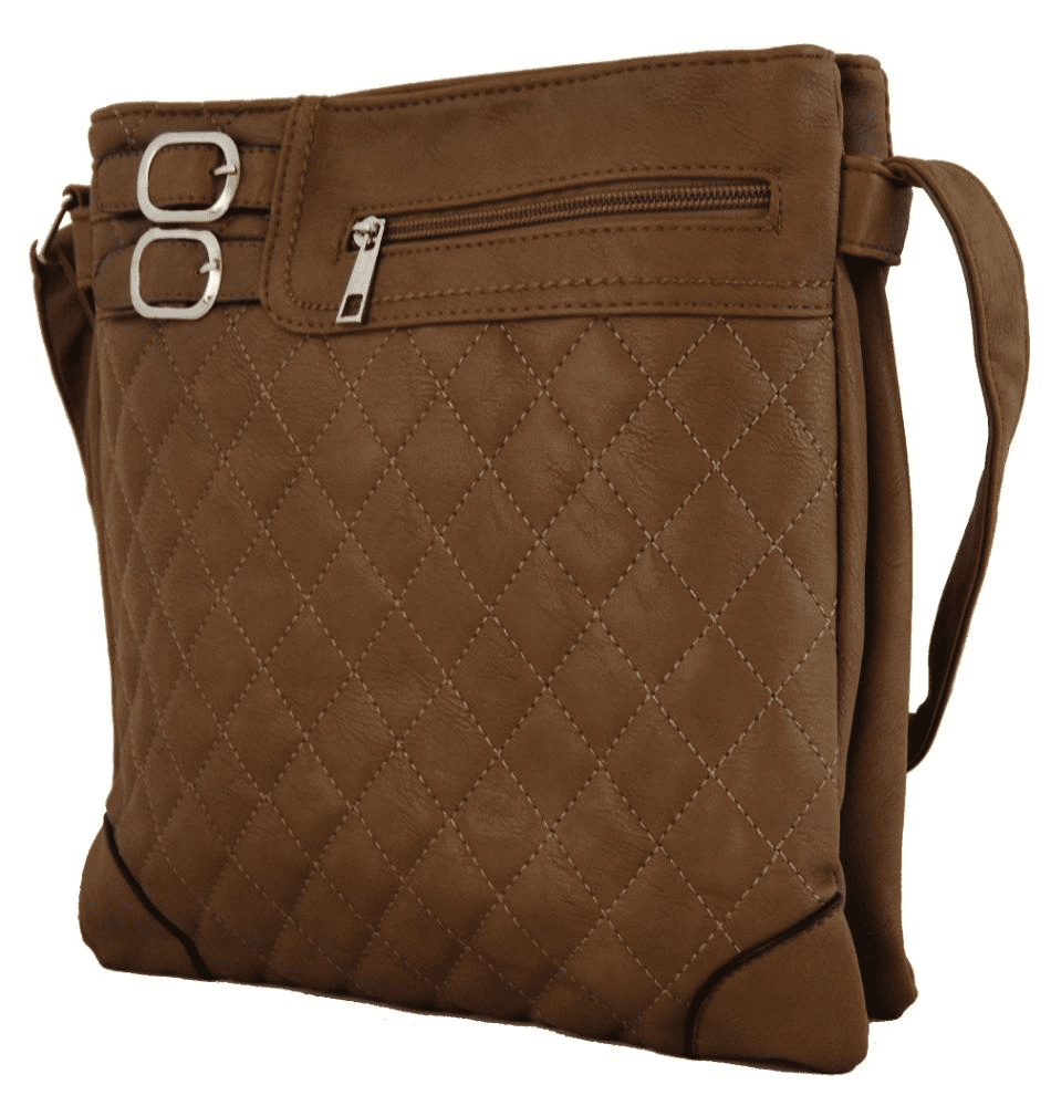 Crossbody kabelka s prošíváním H0341 přírodní hnědá
