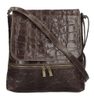 Kožená dámská crossbody kabelka v kroko designu tmavě hnědá
