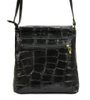 Kožená dámská crossbody kabelka v kroko designu tmavě hnědá