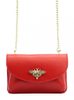 Kožená malá dámská crossbody kabelka na řetízku červená