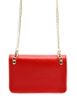 Kožená malá dámská crossbody kabelka na řetízku červená