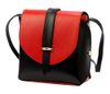 Kožená moderní malá dámská crossbody kabelka černá / červená