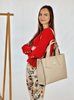 Elegantní větší perlově béžová dámská kabelka do ruky S684 GROSSO