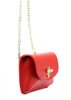 Kožená malá dámská crossbody kabelka na řetízku červená