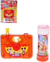 Průhledná kamera bublifuk set s roztokem foťák 10x8cm Mickey Mouse + Minnie