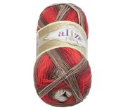 Příze DIVA BATIK Červená,Hnědá 4574 100 g, 350 m