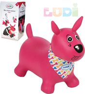 Pes baby skákací růžový set zvířátko s pumpičkou a šátkem se jmenovkou