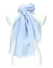 Dámský letní jednobarevný šátek s puntíky 180x69 cm světle modrá