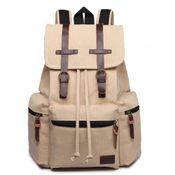 KONO velký béžový multifunkční batoh s koženými doplňky UNISEX