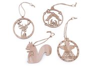 Vánoční dřevěná dekorace / ozdoba srdce, anděl, jelen, betlém