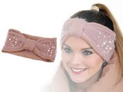 Dámská zimní čelenka s perlami a kamínky