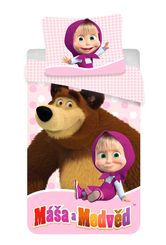 Povlečení Máša a Medvěd růžová 140/200 cm