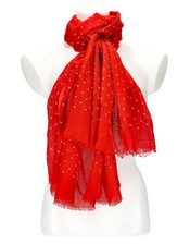 Dámský letní jednobarevný šátek s puntíky 180x69 cm červená
