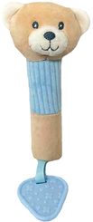PLYŠ Baby pískací chrastítko s kousátkem Medvídek pro miminko