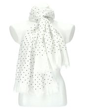 Dámský letní jednobarevný šátek s puntíky 180x69 cm bílá