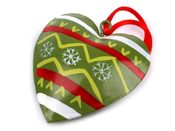 Dekorace kovové SRDCE 7x7cm s motivem (1 ks)