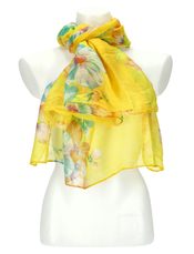Dámský letní barevný šátek v motivu květů 180x90 cm žlutá