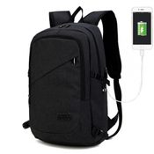 KONO černý moderní elegantní batoh s otvorem pro USB UNISEX