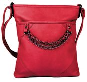 Červená crossbody kabelka s řetízkem 862-MH