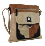 Crossbody dámská kabelka H1729 béžovo-hnědá