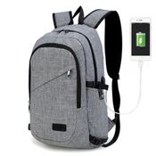 KONO šedý moderní elegantní batoh s otvorem pro USB UNISEX