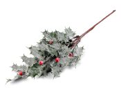 Umělá větvička cesmína ojíněná s glitry 40 cm