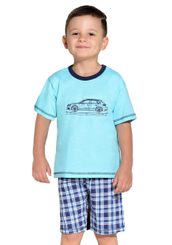 Dětské pyžamo s obrázkem modelu auta a kraťasy