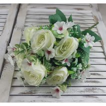 kytice růží, mini květina 50 cm, KRÉMOVÁ - 34 x 20 x 50 cm