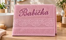 Froté ručník orchidea s výšivkou BABIČKA Růžová 76/013