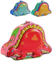 Pokladnička dinosaurus dětská kasička se zámkem a klíčky 3 druhy kov